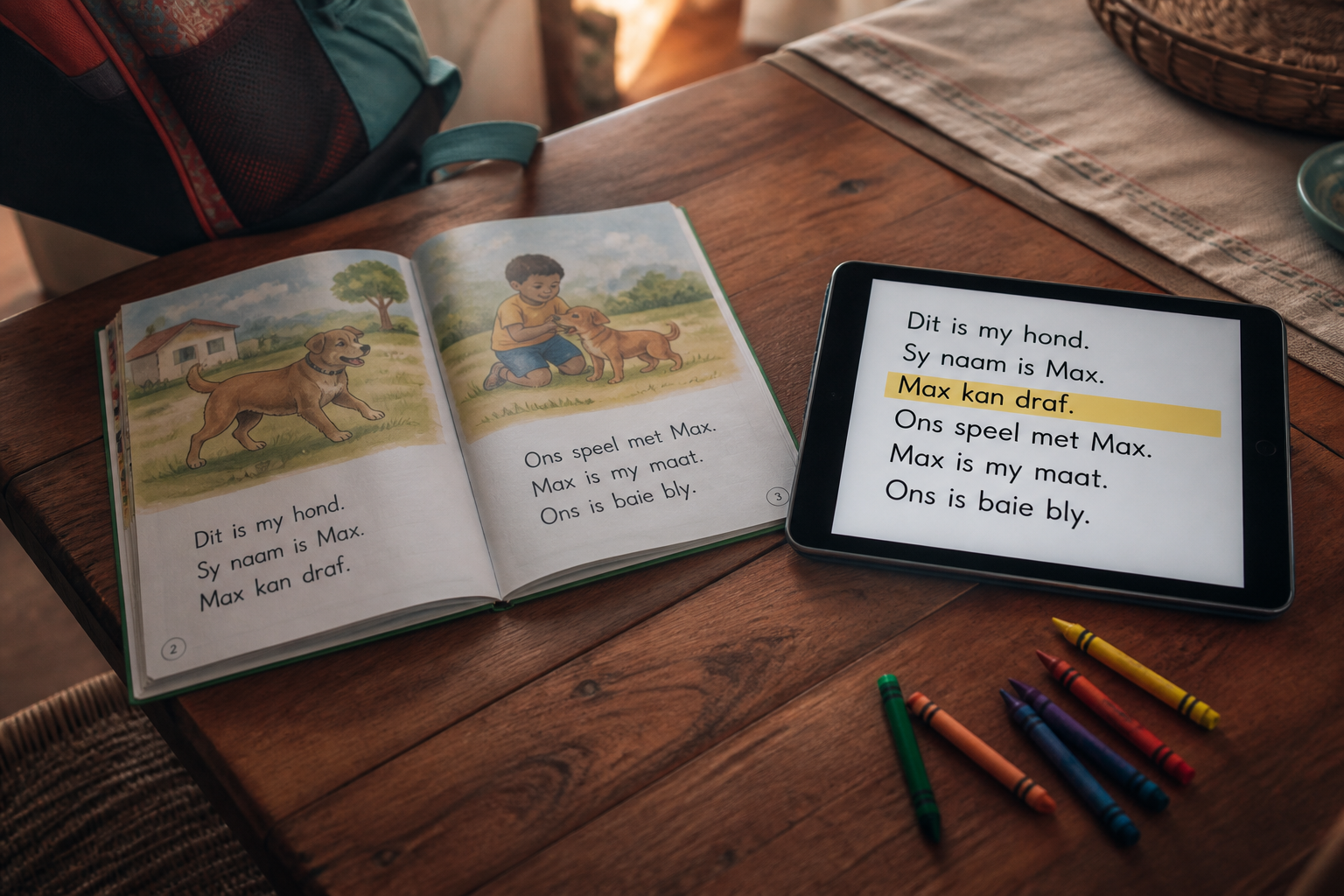 Foundation Phase reading at a kitchen table