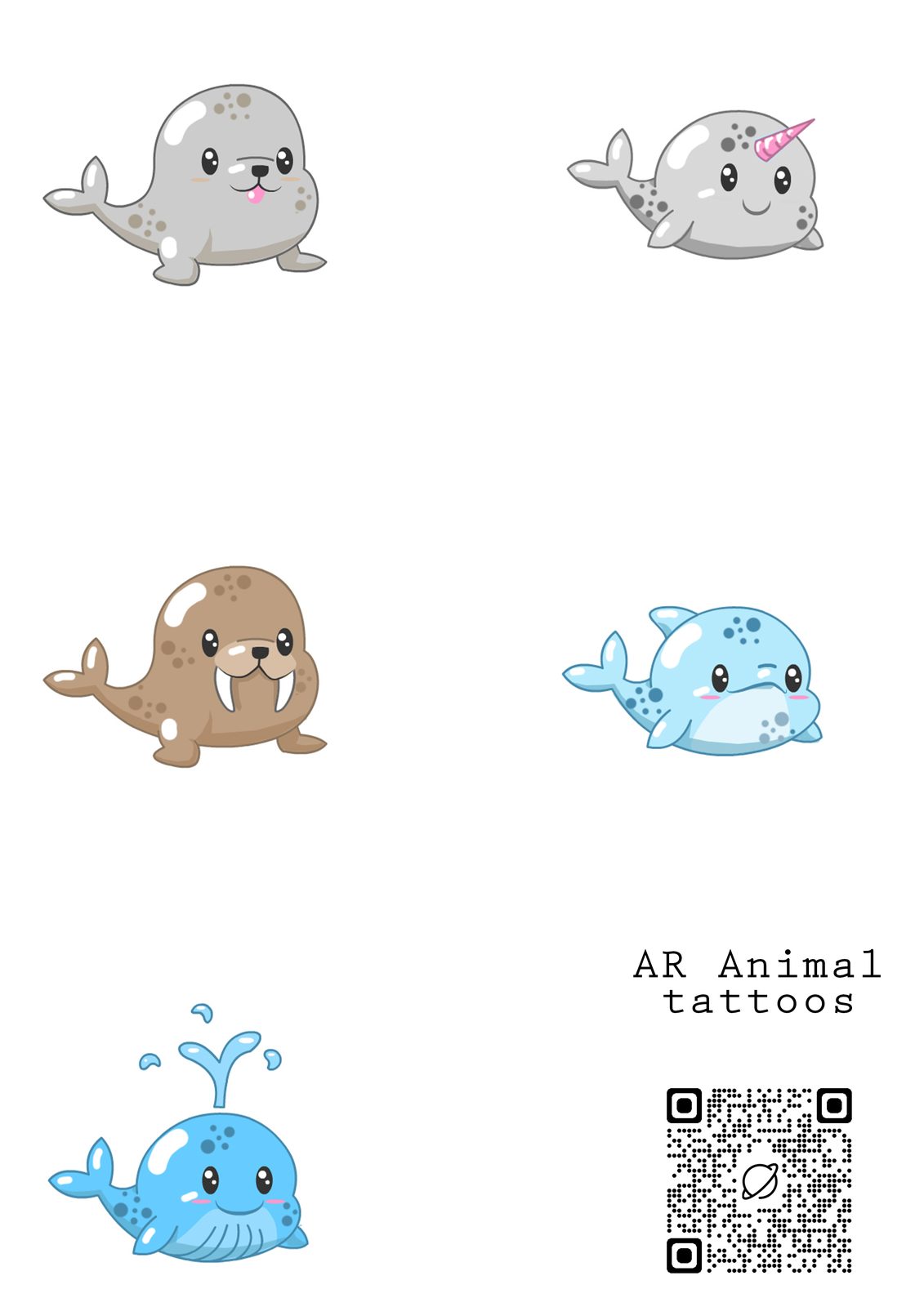 AR animal tattoos marker sheet
